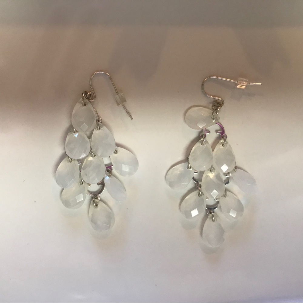 White Chandelier Earrings